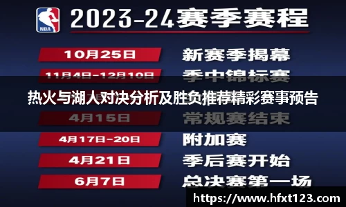 热火与湖人对决分析及胜负推荐精彩赛事预告