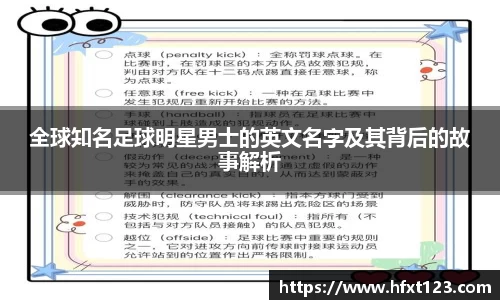 全球知名足球明星男士的英文名字及其背后的故事解析